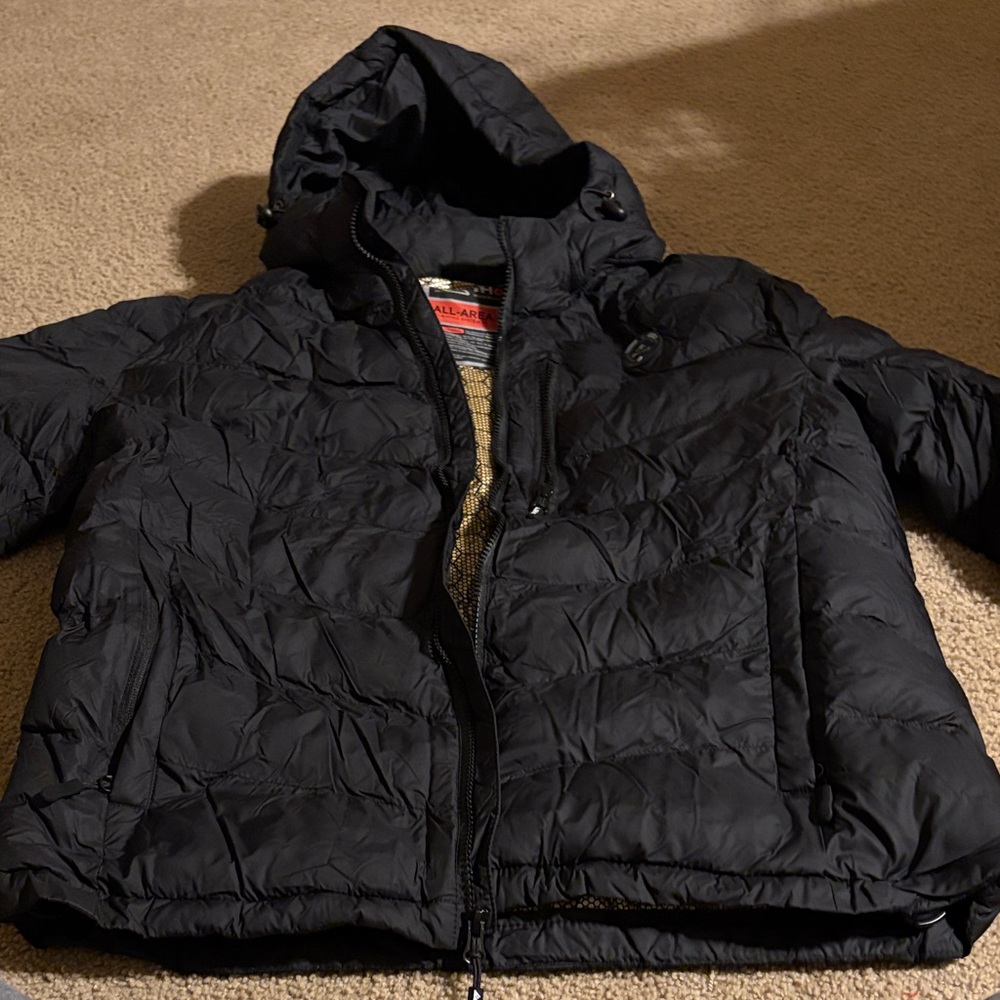 Black Hooded heated Puffer Jacket